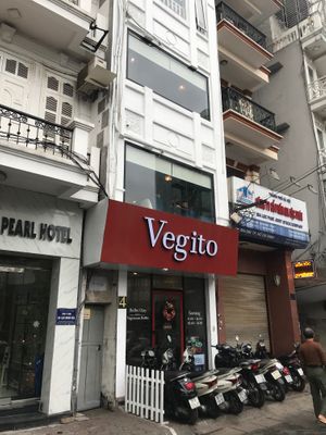 View of the restaurant from the street at Vegito in Hanoi