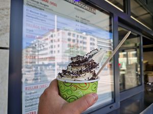 Soft serve with chocolate sprinkles at Jonsborgsgrillen in Gothenburg