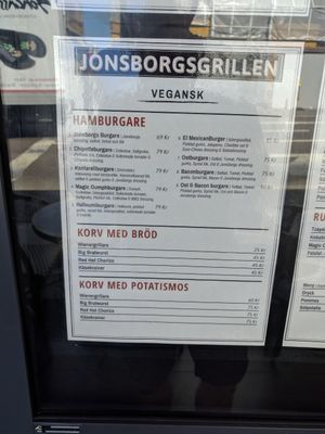 Menu is only in Swedish at Jonsborgsgrillen in Gothenburg