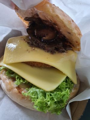 Vegan Truffle Shrooms with Vegan Cheese at Atmos Burger - BCC Tea Studio in East Singapore