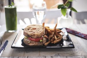 Eggplant Burger  at XVA Art Hotel & Cafe in Dubai