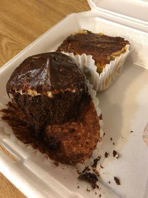 Vegan double chocolate cupcake and a vegan lemon bar  at Chef Brooke's Natural Cafe in Fort Myers