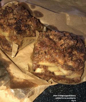 apple crumble $4 each, $7 for 2! at Align Vegan Bakery in East Singapore