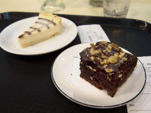 Vegan brownie and vegan cheese cake. at Loving Hut - Wan Chai in Hong Kong Island