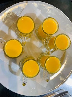 Vegan mango lassi with coconut  at New Himalaia in Lisbon