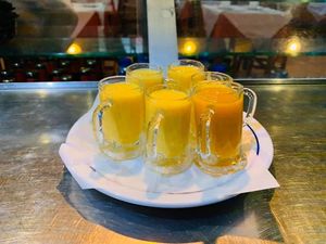 Vegan mango lassie with coconut  at New Himalaia in Lisbon