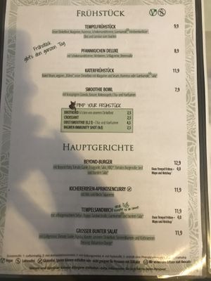 Speisekarte  at Katzentempel in Regensburg