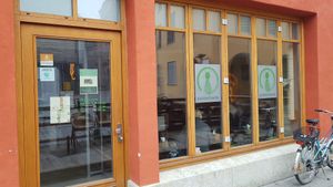 Outside at Katzentempel in Regensburg