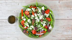 greek salad at Whole Green Cafe in Delray Beach