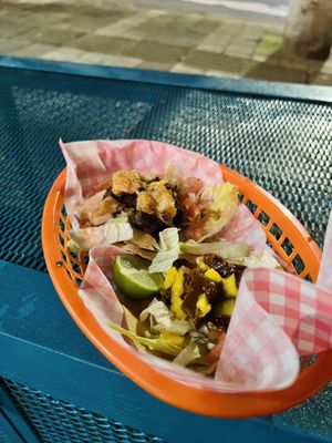 Two tacos, COL$6.000 each  at Taco Veg in Medellin