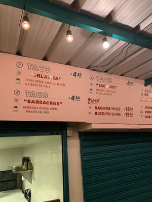 Menu at Taco Veg in Medellin