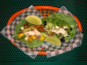 Barbacoas and Poblanita (4.500 COP each) at Taco Veg in Medellin