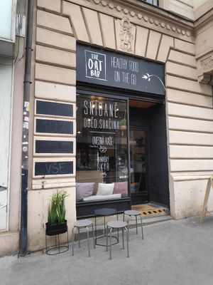 Café from outside at The Oat Bar in Prague