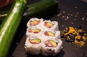 Zucchini / kidney bean at Mo's Café in Hamburg