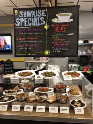 Display case all vegan! (Except 2) at Sunrise Pita and Grill in Davie