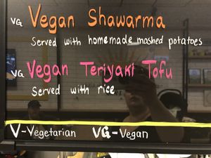 Vegan shawarma and vegan teriyaki tofu  at Sunrise Pita and Grill in Davie