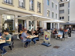 Outdoor seating at Panini in Aarau