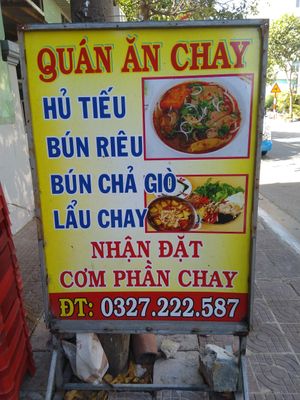 Sign outside at Quan An Chay in Con Dao