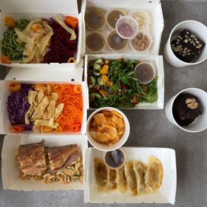 CNY Yee Sang RM59
CNY Dumplings RM20
Summer Kerabu RM22
- tempeh, hedgehog mushrooms in ulam, daun pegaga and selom, cucumber and lime leaf salad
Burmese Bahn Mi - Myanmar tofu at The Hungry Tapir in Kuala Lumpur