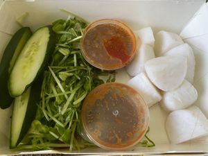  nasi impit and kuah kacang 🥜, acar and ulam 🥬 at The Hungry Tapir in Kuala Lumpur