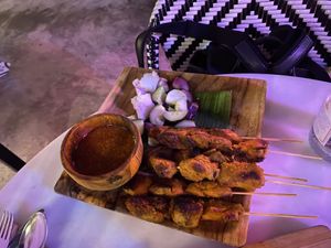 Mushroom Satay with peanut sauce  at The Hungry Tapir in Kuala Lumpur