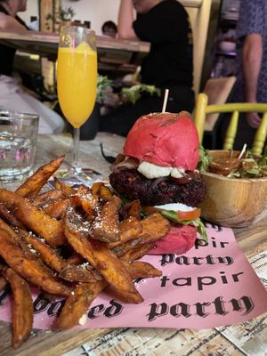 Pink burger  at The Hungry Tapir in Kuala Lumpur