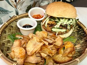 Ay-am Geprek burger (chick’n)   at The Hungry Tapir in Kuala Lumpur