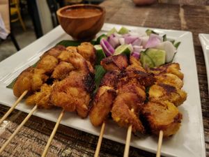 Satay, tasted like chicken to me. Great sauce. at The Hungry Tapir in Kuala Lumpur