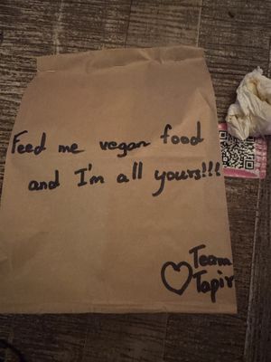 The leftovers in a bag with a sweet message  #Veganuary at The Hungry Tapir in Kuala Lumpur