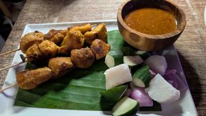 Hedgehog mushroom Satay skewers at The Hungry Tapir in Kuala Lumpur