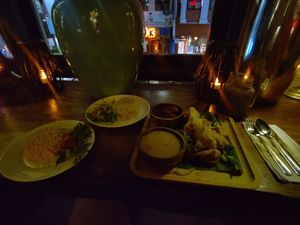 Fancy roti with Califlowerrice and scrambled tofu at The Hungry Tapir in Kuala Lumpur