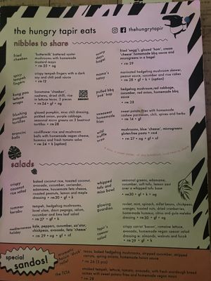 Menu  at The Hungry Tapir in Kuala Lumpur