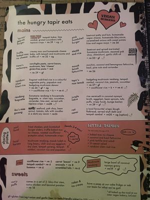 Menu  at The Hungry Tapir in Kuala Lumpur