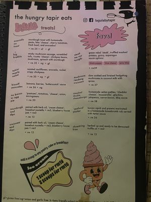 Menu  at The Hungry Tapir in Kuala Lumpur