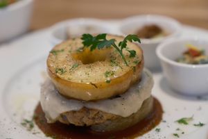 Apple and Cheese Hamburg Steak at Sobe's Cafe in Hanamaki