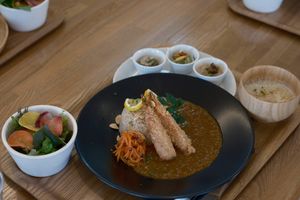 fried "shrimp" curry at Sobe's Cafe in Hanamaki