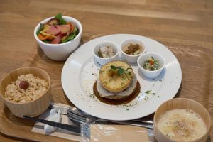 Apple and Cheese Hamburg Steak at Sobe's Cafe in Hanamaki