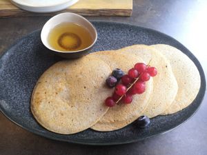 Pancakes with maple syrup at De Maderij in Pelt