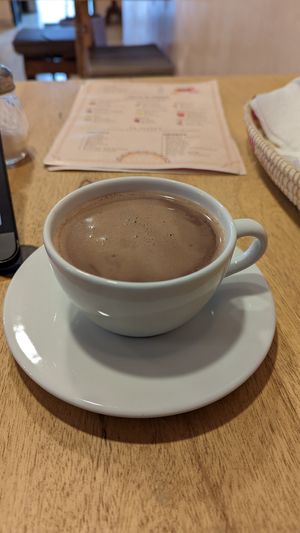 Hot chocolate at Prana Veggie in Quito