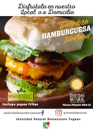 Ya probaste nuestra Hamburguesa Identidad at Prana Veggie in Quito