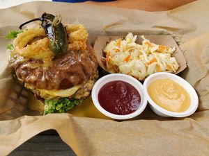 Trash 2.0 Burger and Southern Slaw at The Panacea Restaurant in Wilmington