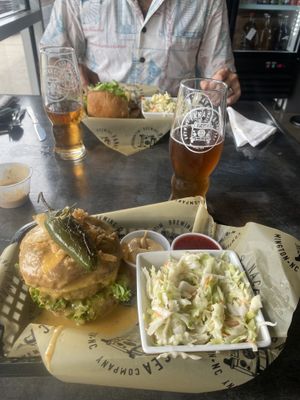 Trash burger and Panacea Sticky IPA.  at The Panacea Restaurant in Wilmington