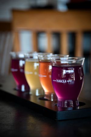 Kombucha flight at The Panacea Restaurant in Wilmington