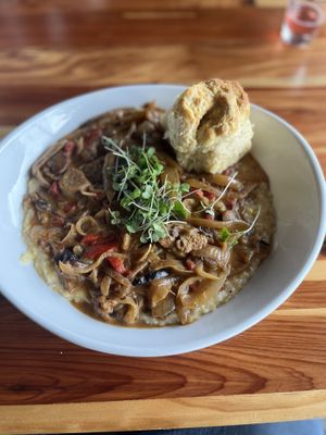 Mushroom grits   at The Panacea Restaurant in Wilmington