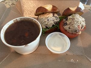 My go to soup the Black Bean❤️❤️❤️.  The chik’n salad sliders the best sandwich ever!  A special item only.  So if it’s on special GET IT!  at The Panacea Restaurant in Wilmington