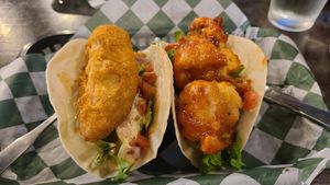 Phish taco and cauliflower taco at The Panacea Restaurant in Wilmington