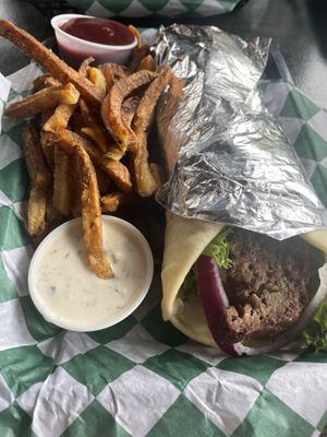 Gyro with fries 💚💚  at The Panacea Restaurant in Wilmington