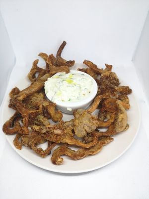 Oyster mushroom fingers (vegan)  at Falafel Sun in Colchester