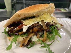 Oyster mushrooms kebab (vegan)  at Falafel Sun in Colchester