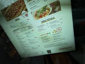 menu  at Vapiano in Stuttgart